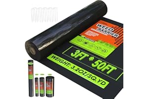 CFTEL 3x50FT Weed Barrier Landscape Fabric Heavy Duty, 3.2oz Durable Geotextile Fabric, Block Gardening Ground Cover Weed Mat, Weed Control Garden Cloth for Landscaping, French Drains, Yard Driveway