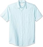 Amazon Essentials Men's Slim-Fit Short-Sleeve Linen Cotton Shirt