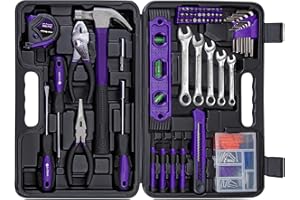 CARTMAN 152-Piece Basic Household Hand Tool Set,with Toolbox Storage Case, All Purpose Home Tool Kit Includes Essential Tools for Office College Repairs Purple