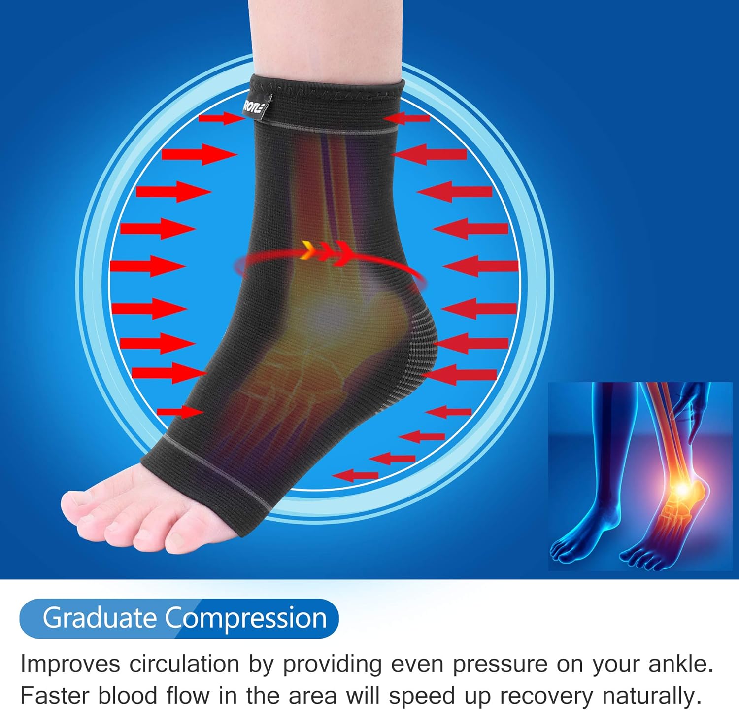 Protle Soft Ankle Brace Compression Support Sleeve (Pair) for Injury Recovery, Pain Relief, Joint Pain, Achilles Tendon, Plantar Fasciitis Foot Socks, Reduce Swelling, Arch Support: Sports & Outdoors
