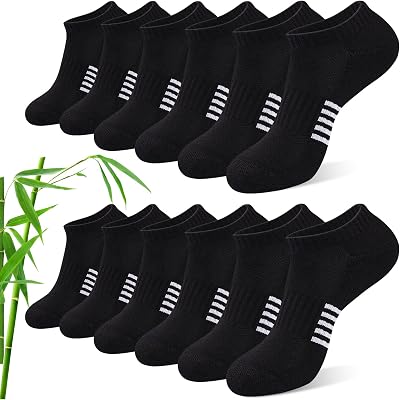 Chaussettes Basses en Bambou Femme 6/12 Paires, Chaussettes de Sport Running Respirantes et Rembourrées, Socquettes Courte Colorées et Anti Transpiration, Cadeaux Femme Ete