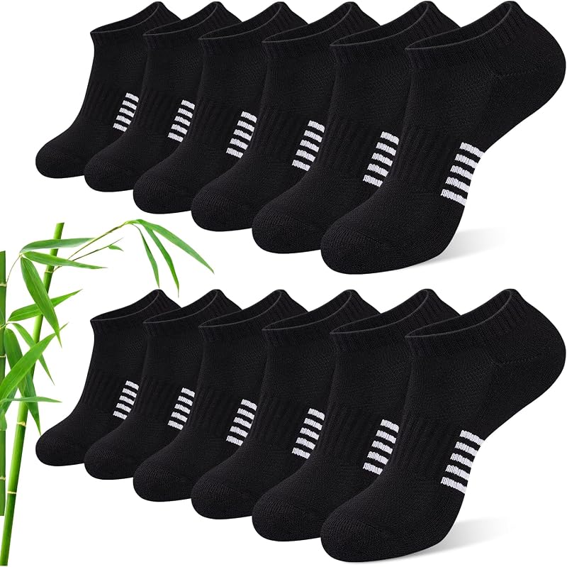 Calcetines Bambu Mujer 6/12 Pares, Calcetines Deportivos para Running Transpirables, Acolchado, Colorido y Antisudor, Regalos para Mujer de Verano