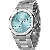 SAPPHERO Men's Watch Octagonal Stainless Steel Luminous Wristwatch Luxury Analog Quartz Watch for Men with Date Elegant Mens