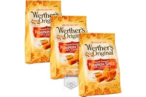 Werthers Original Pumpkin Spice Soft Candies Bulk Pack of 3 Bags - Werthers Soft Caramel Candy - Werthers Pumpkin Spice Soft Caramels - Bundle with Ballard Products with Pocket Bag