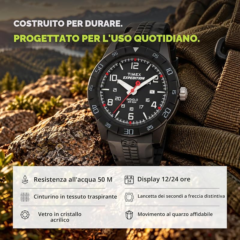 Expedition T49831 - Orologio analogico da uomo, 43 mm, cinturino in resina — foto 5 di 7