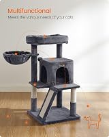 Feandrea Cat Tree Tower Smoky Grey PCT51GV1 Widened Perch 2-in-1 Ramp view 3