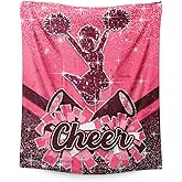 Girls Blanket, Cheerleading Throw Blankets for Kids Teens Adults Cheerleaders Team(40”x50”) Soft Cozy Throw for Sofa Couch Bed Trip Car Pink Home Decor