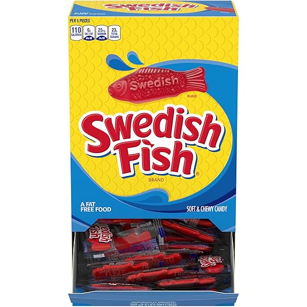 SWEDISH FISH INDIVIDUALLY WRAPPED SOFT & CHEWY CANDY, BULK CANDY, 240 COUNT BOX