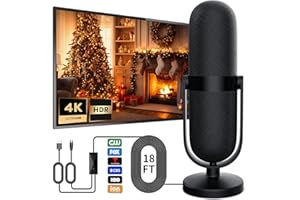 VVR 2024 Upgraded Indoor TV Antenna with 650+ Miles Coverage Range Supports 4K 1080p for Smart HDTV and Older TVs, Includes Signal Amplifier and 17ft Cable