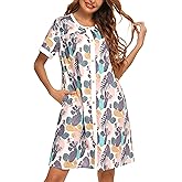 YOZLY House Dress for Women Short Sleeve House Coats Dusters Robe Moomoo nightgowns with Pockets