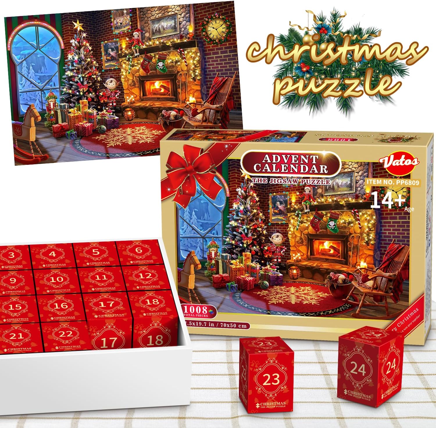 Advent Calendars - Advent Calendar 2023, Christmas Jigsaw Puzzle for Kids and Adults, 24 Days Countdown Calendars for Boys Girls Teenagers, 1008 Pieces Christmas Puzzle in 24 Boxes, 27.5in x 19.7in