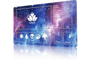 AIRCBC MTG Playmat Stitched with Magic Zone Non-Slip Rubber Backing Printing Commander Board Game Desk Mat Duel Mat TCG PTCG Playmat 24x14 inches and Free Storage Bags (Blue Starrysky)