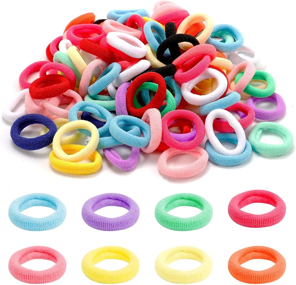 FUYOAL 100 Pcs Baby Hair Bobbles Colorful Cotton Elastic Soft Bands