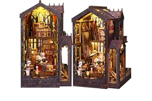VRUELIA Booknooks kit for Adults - Art Studio Book Nook Kit | Miniature Artist Atelier 3D Puzzle | Vintage Oil Painting Bookshelf Decor with LED | Unique Creative Gifts for Art Lovers (Gray)