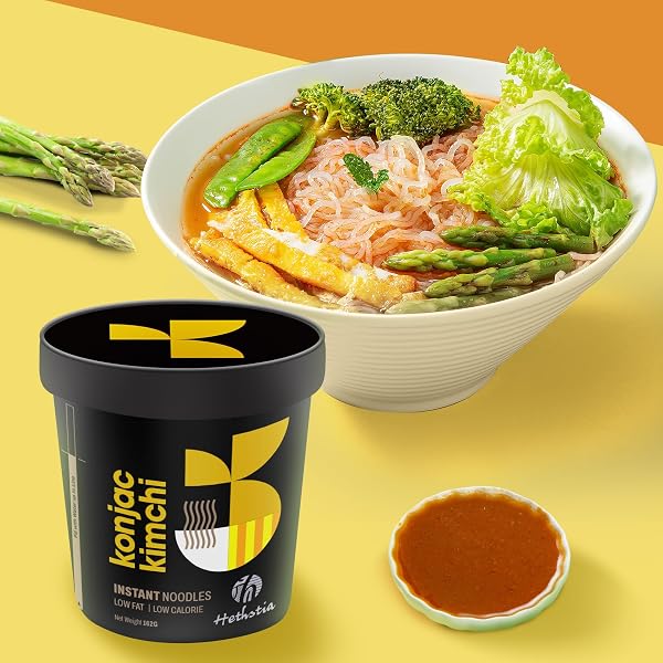 HETHSTIA KONJAC NOODLES KIMCHI SOUP– 6-PACK SHIRATAKI ANGEL HAIR PASTA, LOW CARB INSTANT ASIAN KONJAC RAMEN KIMCHI BROTH, LOW GI, GLUTEN-FREE, LOW FAT, LOW CALORIE, HEALTHY & HOLIDAY FOOD GIFT