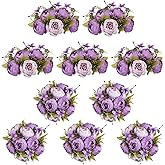 NUPTIO Flower Balls Flowers for Centerpieces: 10 Pcs 9.4 inch Diam Purple Artificial Peony Fake Flower Ball Arrangement Bouquet Wedding Centerpieces for Tables Wedding Centerpiece Decorations