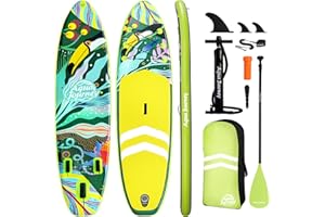 10'6"Inflatable Stand Up Paddle Board Ultra Portable-Lightweight & Stable|All-in-One Kit w/Aluminum Paddle, Dual-Action Pump & Backpack|Lakes & Oceans Ready for Family Recreation by Aquajourney