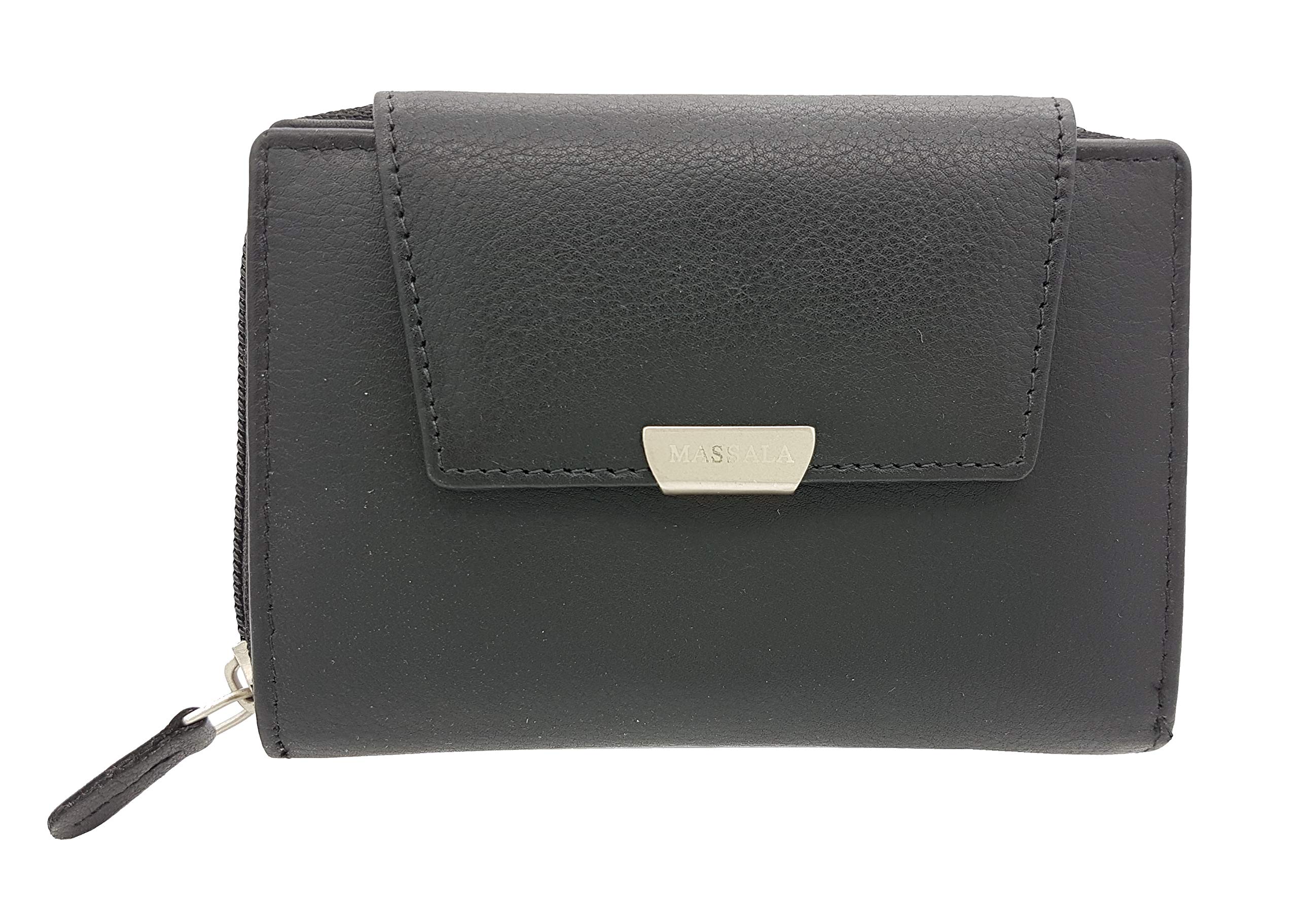 Jockey Club Massala Genuine Leather Women's Wallet Full Grain Soft Cowhide Leather, black, S, coin purse