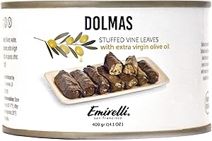 EMIRELLI SAN FRANCISCO Emirelli Dolmas Stuffed Grape Leaves with Rice, Mediterranean Herbs in Extra Virgin Olive Oil – Super Tasty Ready to Eat Vegan Rolls - Traditional Turkish Recipe – Dolmades Can
