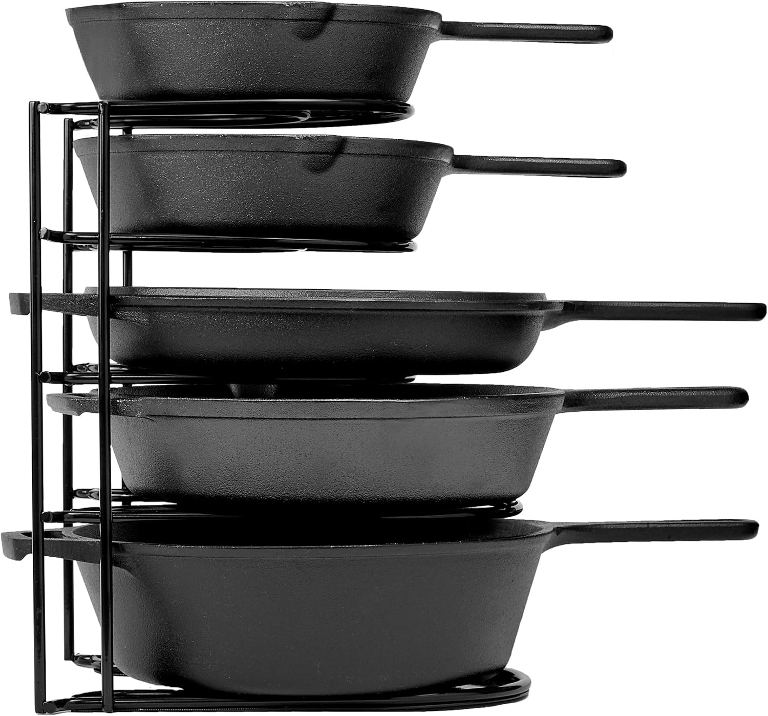 Heavy Duty Pan Organizer, 5 Tier Rack - Holds up to 50 LB - Holds Cast Iron Skillets, Griddles and Shallow Pots - Durable Steel Construction - Space Saving Kitchen Storage - No Assembly Required: Kitchen & Dining
