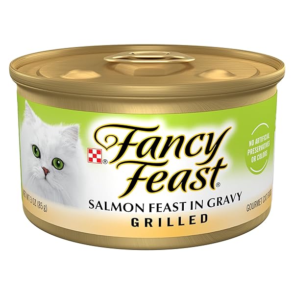 PURINA FANCY FEAST GRILLED WET CAT FOOD SALMON FEAST IN WET CAT FOOD GRAVY – (PACK OF 24) 3 OZ. CANS