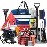 Car Emergency Safety Kit Bag with Digital Air Compressor,Jumper Cables,First Aid Kit, Winter Vehicle Roadside Safety Kit with