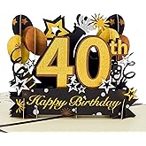 HOMANGA Happy 40th Birthday Pop Up Card, 40th Birthday Card with Note and Envelope, 40th Birthdays Gifts for Husband, Wife, Men, Women, 40 Years 3D Pop Up Birthday's Greeting Card 6" x 8"