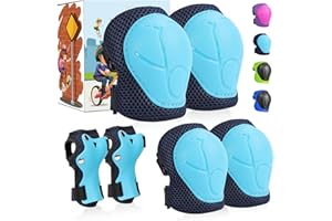 SAMIT Knee Pads for Kids 3-8 Years Boys Girls Protective Gear Set Toddler Knee and Elbow Pads with Wrist Guards 6 in 1 Safety Gear Set for Skating Cycling Bike Rollerblading Scooter Roller Skates