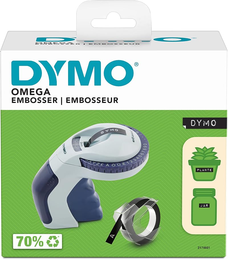 DYMO Omega Embossing Label Maker Small Handheld Turn-Click Wheel Ergonomic