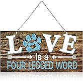 Dog Wall Decor Room Love Is a Four Legged Word Pet Paw Sign Dog Vintage Metal Hanging Decorative Signs Plaque Wall Decorative for Christmas Pet Lover Gifts Thanksgiving(10 x 5 Inch)