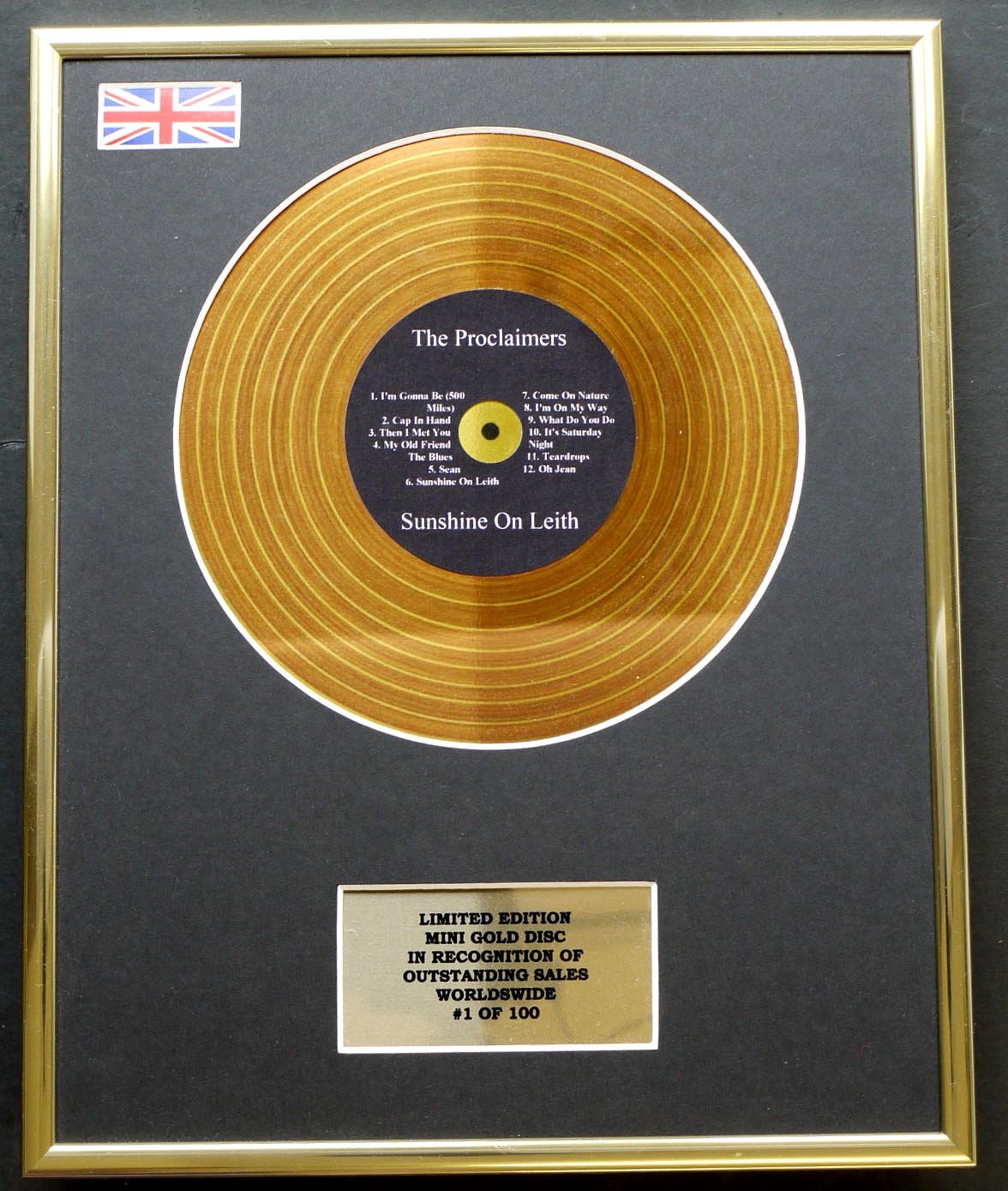 Limited Edition mini gold disc Display THE PROCLAIMERS/MINI GOLD DISC DISPLAY/LIMITED EDITION/COA/SUNSHINE ON LEITH