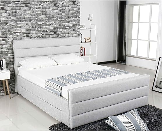 Decoinparis Lit Contemporain En Tissu Avec Rangement Victoria 160x200 Cm Beige Amazon Fr Cuisine Maison