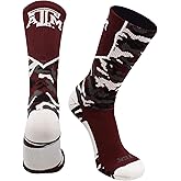 TCK NCAA Woodland Camo Crew Socks – Officially Licensed Collegiate Fan Gear – Durable Cushioned Moisture Wicking Socks
