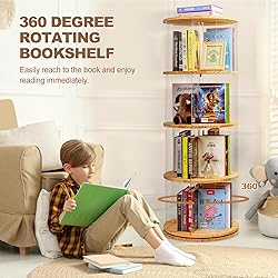 TAKEKIT Rotating Bookshelf, 360 Degree Revolving