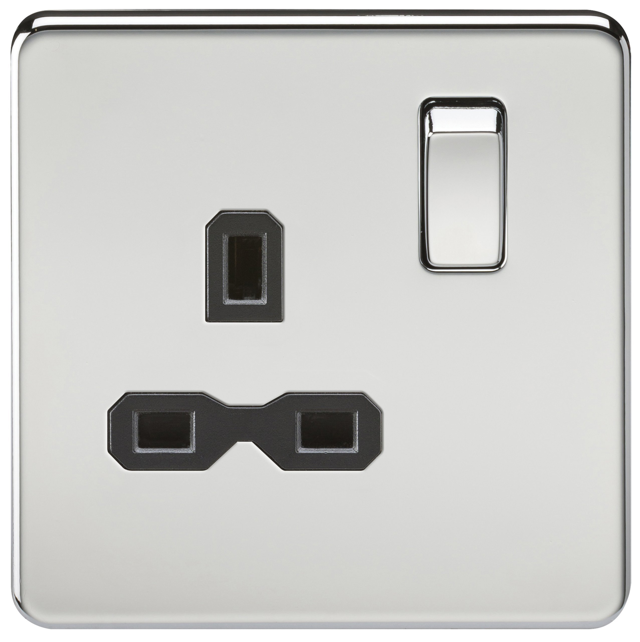 Knightsbridge SFR7000PC Screwless 13A 1G Dp Switched Socket-Polished Chrome, Silver