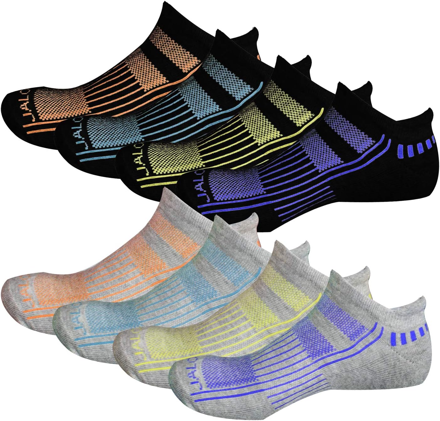 JALOUSIE 8 Pack Men's Athletic Sport Compression Running Socks Cushioned Ankle Socks No-Show Low Cut Breathable Socks