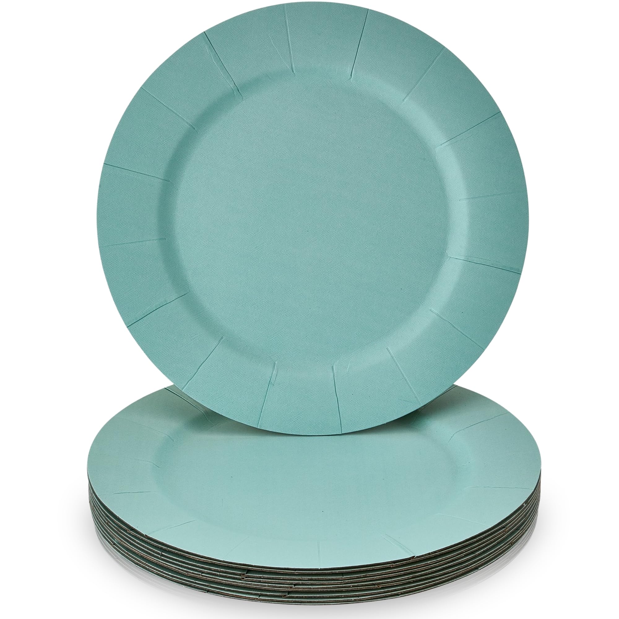 Photo 1 of ***** 2 PACK ******Silver Spoons Vibrant Turquoise Disposable Round Paper Charger Plates - 13" (Pack of 10) - Perfect for Parties, Weddings & Special Events