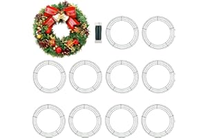 MTB GARDEN 12 Inch Christmas Green Wire Wreath Frame 10 Pack Metal Front Door Wreath Round Form Iron Ring for Christmas, New Year Decors, Crafts, DIY, Holidays, Events