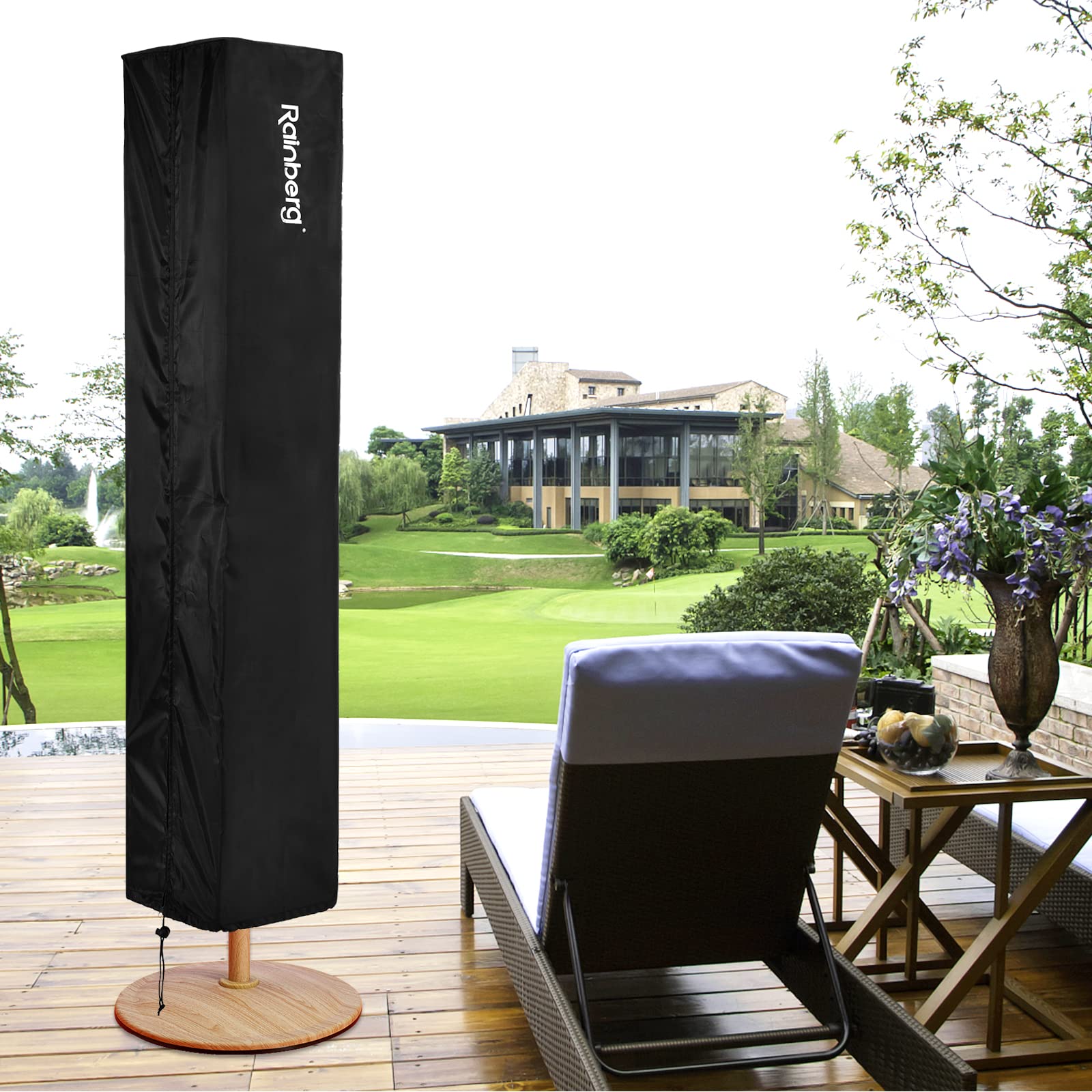 Rainberg Heavy Duty Garden Parasol Protector, Waterproof Windproof Fabric Umbrella Cover