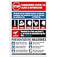 COVID19 Health Alert & Information Sign - Retail and Commercial Notice with Symptoms & Preventative Measures, Install Ready, 