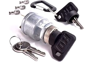 HD Switch E-Z-GO Starter Ignition Key Switch w/Umbrella Key for EZ-GO Electric Golf Cart OEM # 17421G1 17421-G1 17134G1 17134-G1 w/ 2 Prongs - 2 OEM Upgrade Keys & 2 Standard Keys, Free Terminals