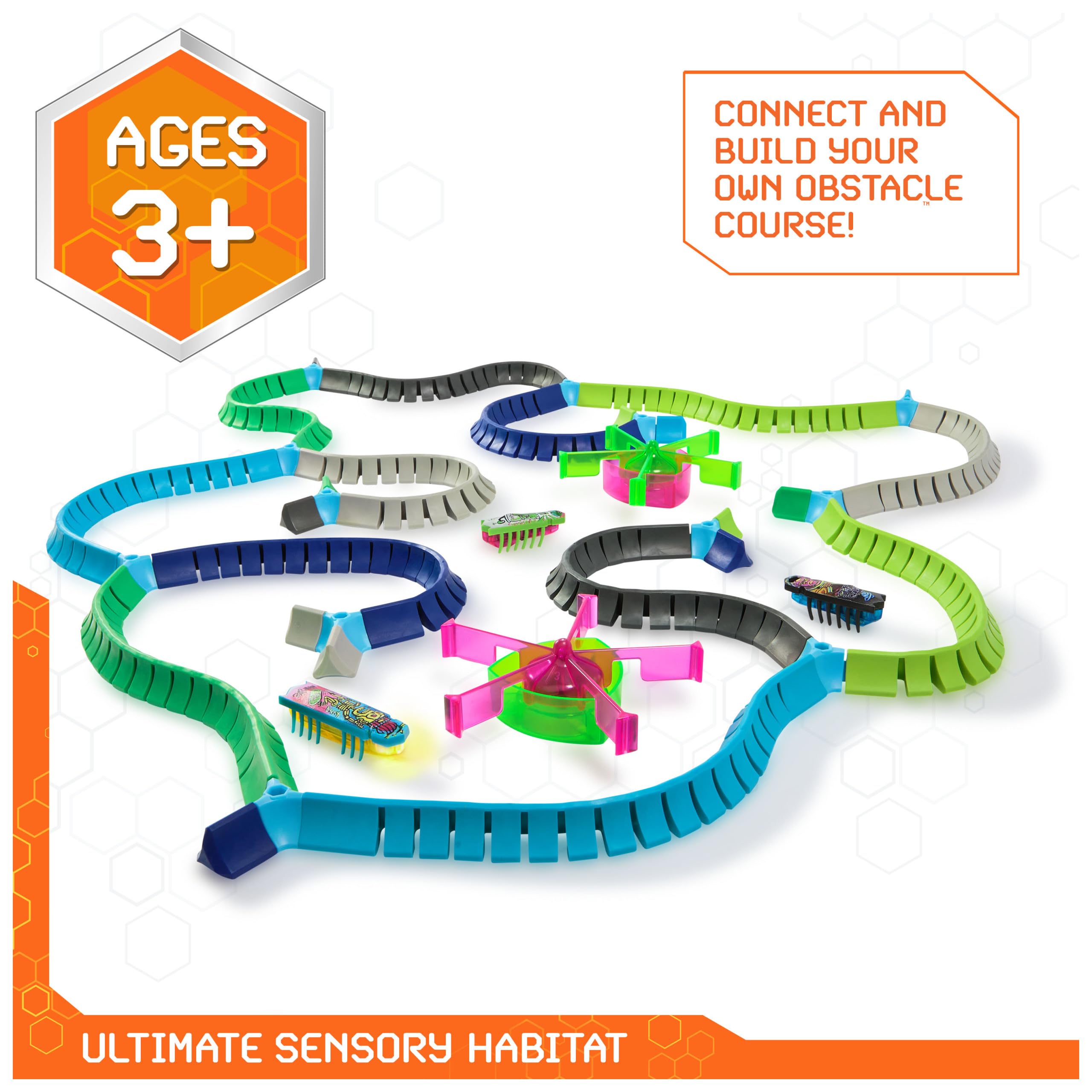 HEX BOTS Nano Land, Sensory Toys for Kids & Cats with Over 40 Pieces & 3 Nano Bots, Toy Playsets & Mini Robot Toy for Kids Ages 3 & Up, Batteries Included