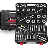 Kolvoii 52-Piece Large SAE Tap and Die Set, 1/4"-20 to 1"-14 Coarse and Fine Threads, Heavy-Duty GCr15 Steel Thread Repair & 