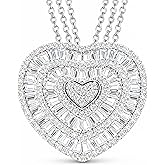 Cubic Zirconia Heart Necklaces for Women - CZ Heart Pendant Necklaces - Unique Statement Love Sparkling Cubic Zirconia Jewelry 20 Inches - Anniversary Wedding Birthday Christmas Gifts for Women