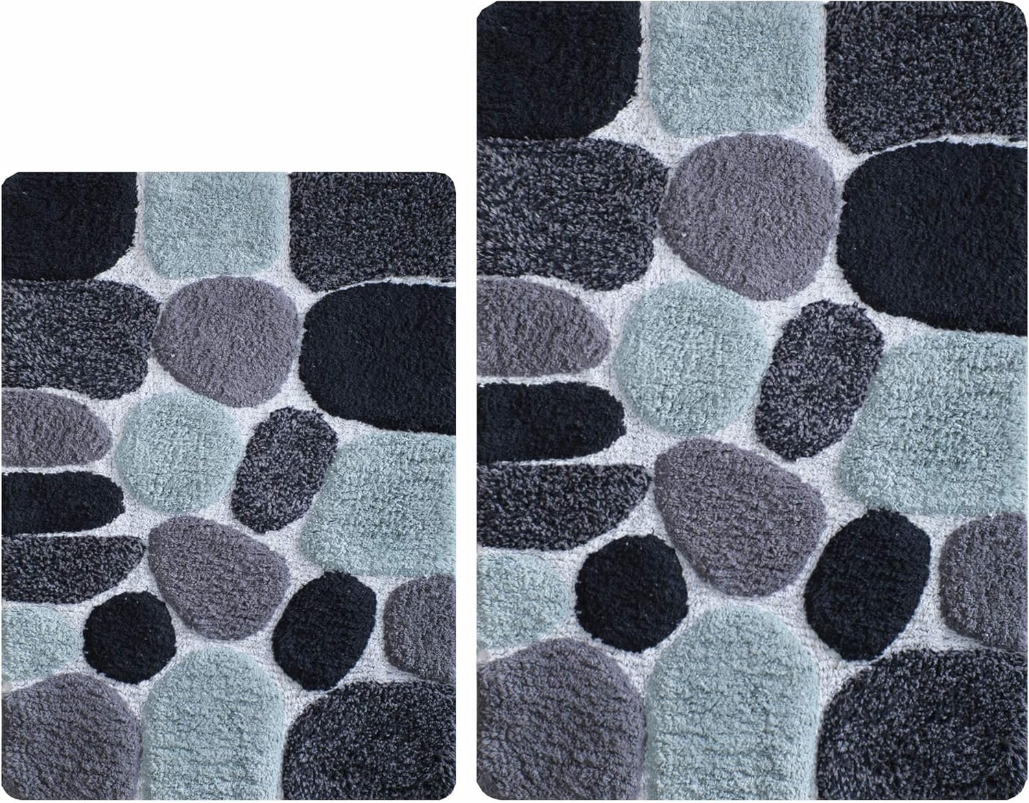 Amazon Com Pebble Bath Rugs Set Of 2 21x32 17x34 Charcoal Multi Bath Room Rugs Set Bathroom Rugs Soft Absorbent Machine Washable Bath Mat Rugs Bath Rug 100 Cotton Kitchen Dining