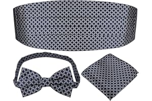 KOOELLE Cummerbunds Belt & Men's Bow Tie & Pocket Square - For Men's Black Tie Events