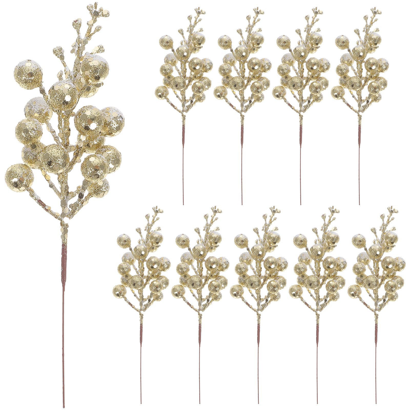 MAGICLULU 10Pcs Christmas Tree Artificial Picks Berry Twig Stem Berry Picks Glitter Berries Stems for Xmas Tree Box