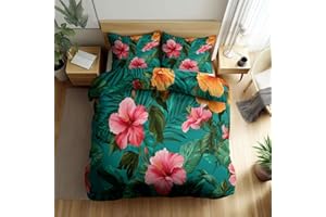 Green Duvet Cover Set Small Single Size, 2-Piece Reversible Bedding Set, Brushed Microfiber Bedding with Zipper Closure & Cor