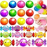 28 Pack Valentines Day Gifts for Kids, Glitter Stress Balls with Valentines Day Cards for Kids School Teens Boys Girls Stress Relief Fidget Toys Squeeze Balls, Classroom Exchange Prize Party Favor