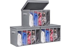 Zilink Upgraded Sweater Storage for Closet with Lids and Support Boards Large Sweater Organizer for Closet with 5 Grids Divid